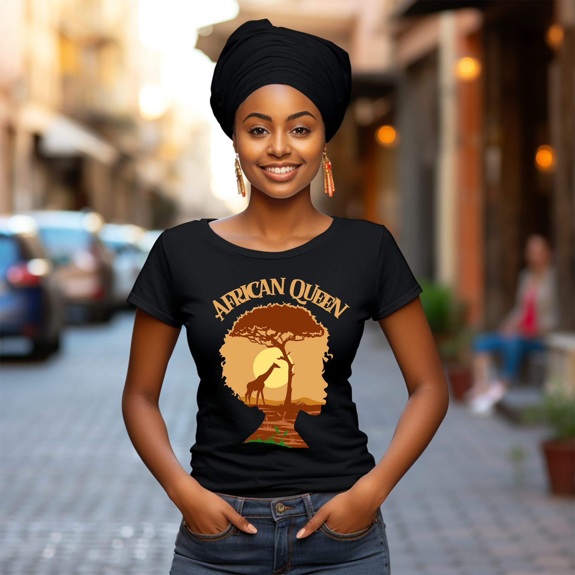 African Queen T-shirt - Bold Afrocentric Design, Soft Cotton, Unisex Fit - Two Anointed Hands